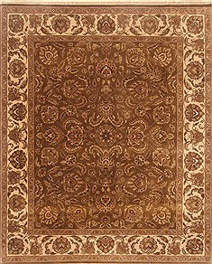 Indian Agra Brown Rectangle 8x10 ft Wool Carpet 21786