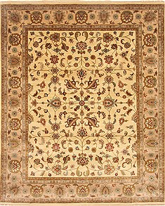 Indian Agra Beige Rectangle 8x10 ft Wool Carpet 21788