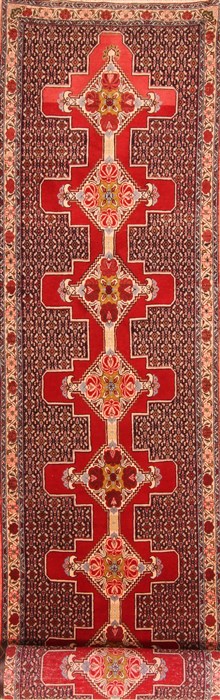 Sanandaj Red Runner Hand Knotted 30 X 136 Area Rug 100-21799 Image 0