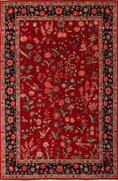 Pakistani Kashan Red Rectangle 6x9 ft Wool Carpet 21871