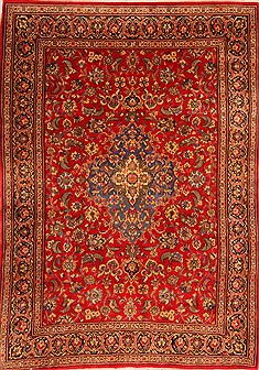 Qum Red Hand Knotted 6'10" X 9'11"  Area Rug 100-21897