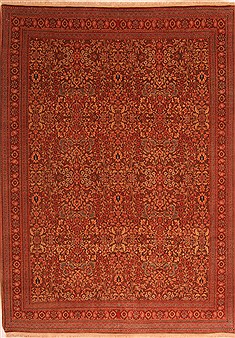 Hereke Red Hand Knotted 6'3" X 8'9"  Area Rug 100-21900