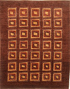 Pakistani Gabbeh Brown Rectangle 9x12 ft Wool Carpet 22204