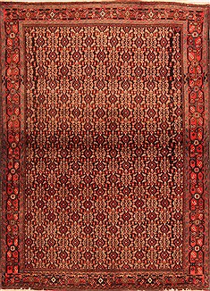 Sanandaj Red Hand Knotted 3'8" X 4'11"  Area Rug 100-22354