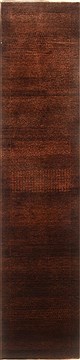 Gabbeh Brown Runner Hand Knotted 2'7" X 11'8"  Area Rug 100-22402