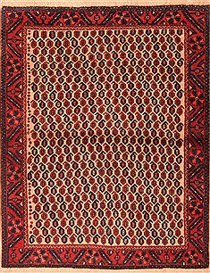 Afshar Red Hand Knotted 3'11" X 5'2"  Area Rug 100-22432