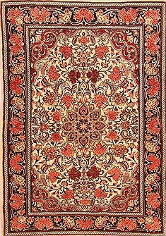 Persian Birjand Orange Rectangle 4x6 ft Wool Carpet 22511