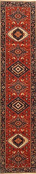Indian Karajeh Red Runner 10 to 12 ft Wool Carpet 22651