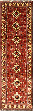 Afghan Kazak Brown Runner 10 to 12 ft Wool Carpet 22708