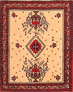 Afshar Beige Hand Knotted 4'7" X 5'8"  Area Rug 100-22714