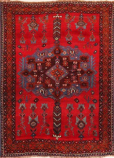 Afshar Red Hand Knotted 4'8" X 6'6"  Area Rug 100-22716
