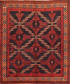 Afshar Red Hand Knotted 5'0" X 6'2"  Area Rug 100-22812
