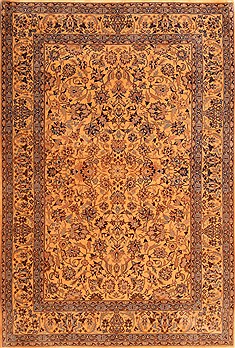 Chinese Kerman Brown Rectangle 4x6 ft Wool Carpet 22841