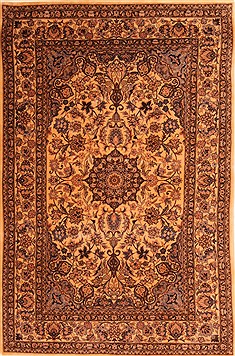 Chinese Kerman Yellow Rectangle 4x6 ft Wool Carpet 22842