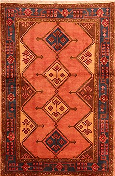 Persian Koliai Red Rectangle 5x8 ft Wool Carpet 22855