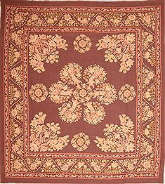 Romania Aubusson Purple Square 9 ft and Larger Wool Carpet 22969