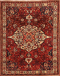Bakhtiar Red Hand Knotted 7'1" X 8'9"  Area Rug 100-23079
