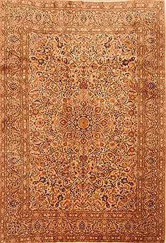 Persian Kashan Yellow Rectangle 7x10 ft Wool Carpet 23137