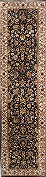 Indian Kashmir Black Runner 10 to 12 ft Wool Carpet 23138