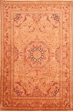 Persian Tabriz Brown Rectangle 7x10 ft Wool Carpet 23247