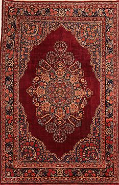 Yazd Red Hand Knotted 6'8" X 10'3"  Area Rug 100-23257