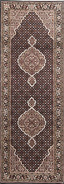 Indian Kashmir Black Runner 6 to 9 ft Wool Carpet 23389