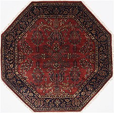 Sarouk Red Octagon Hand Knotted 5'0" X 5'0"  Area Rug 250-23412