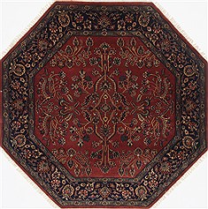 Sarouk Red Octagon Hand Knotted 5'0" X 5'0"  Area Rug 250-23413