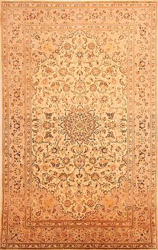 Kashan Beige Hand Knotted 6'5" X 10'0"  Area Rug 100-23484