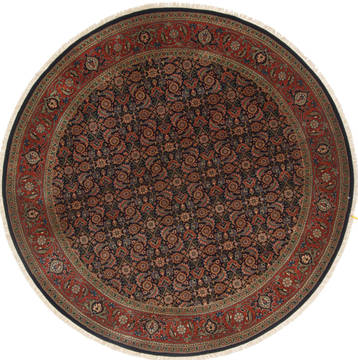 Indian Herati Blue Round 5 to 6 ft Wool Carpet 23589