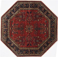 Indian sarouk Red Octagon 5 to 6 ft Wool Carpet 23624