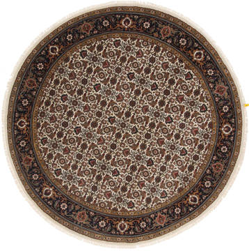 Herati Beige Round Hand Knotted 6'0" X 6'0"  Area Rug 250-23678