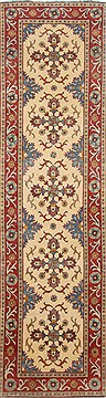 Pakistani Kazak Beige Runner 10 to 12 ft Wool Carpet 23691