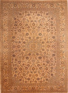 Persian Kashan Beige Rectangle 10x13 ft Wool Carpet 23797