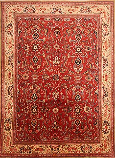 Persian sarouk Red Rectangle 10x13 ft Wool Carpet 23862
