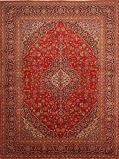 Persian Kashan Red Rectangle 10x13 ft Wool Carpet 23868