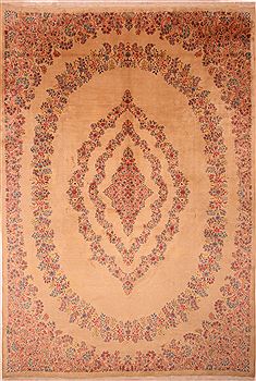 Persian Kerman Beige Rectangle 10x14 ft Wool Carpet 23982