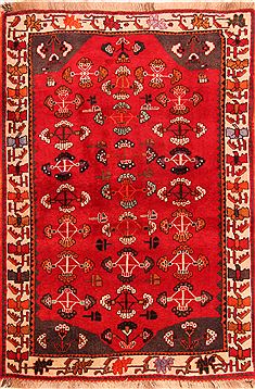Gabbeh Red Hand Knotted 4'0" X 5'10"  Area Rug 100-24286