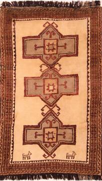 Gabbeh Beige Hand Knotted 3'9" X 6'4"  Area Rug 100-24539