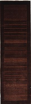 Indian Gabbeh Brown Runner 6 to 9 ft Wool Carpet 24657