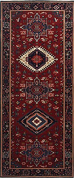 Indian Karajeh Red Runner 6 ft and Smaller Wool Carpet 24908
