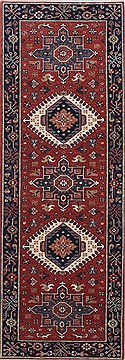 Indian Karajeh Brown Runner 6 ft and Smaller Wool Carpet 24926