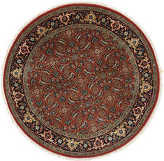 Indian Herati Green Round 4 ft and Smaller Wool Carpet 25214
