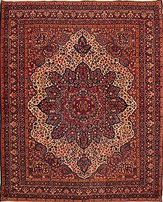 Persian Kerman Red Rectangle 10x14 ft Wool Carpet 25246