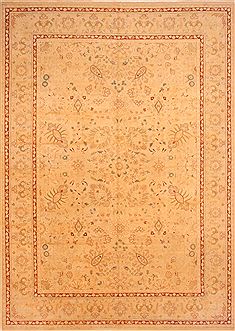Indian Agra Beige Rectangle 10x14 ft Wool Carpet 25304