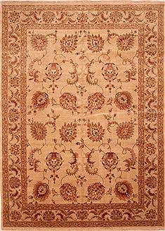 Persian Kashan Beige Rectangle 10x14 ft Wool Carpet 25329