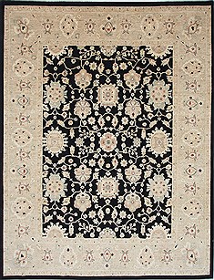 Pakistani Chobi Beige Rectangle 9x12 ft Wool Carpet 25333