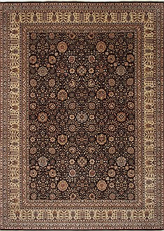 Indian Haji Jalili Beige Rectangle 9x12 ft Wool Carpet 25336