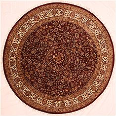 Indian Agra Red Round 7 to 8 ft Wool Carpet 25556