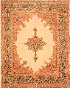Persian Kerman Beige Rectangle 12x15 ft Wool Carpet 25684